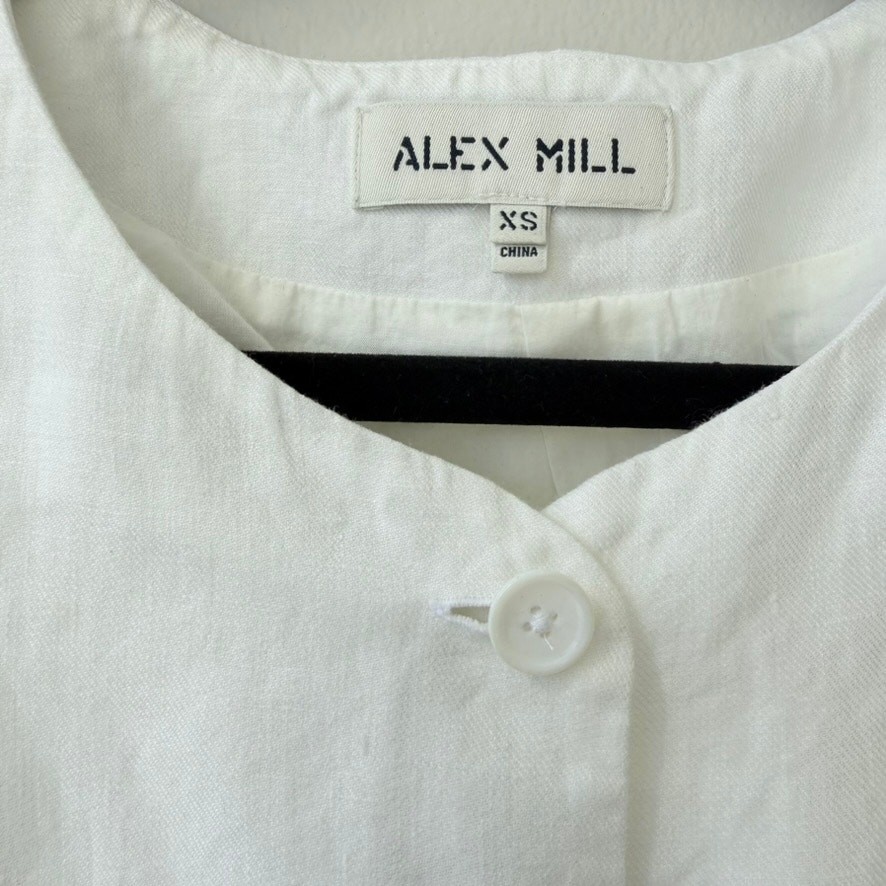 Alex Mill Anna Linen-Twill Mini Dress – White | Size XS | 100% Linen