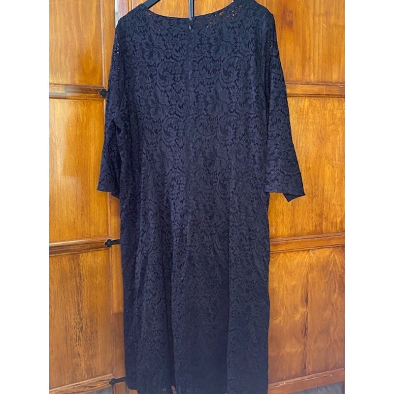Dennis by Dennis Basso Black Lace Sheath Dress Women’s Plus 24W 3/4 Sleeve