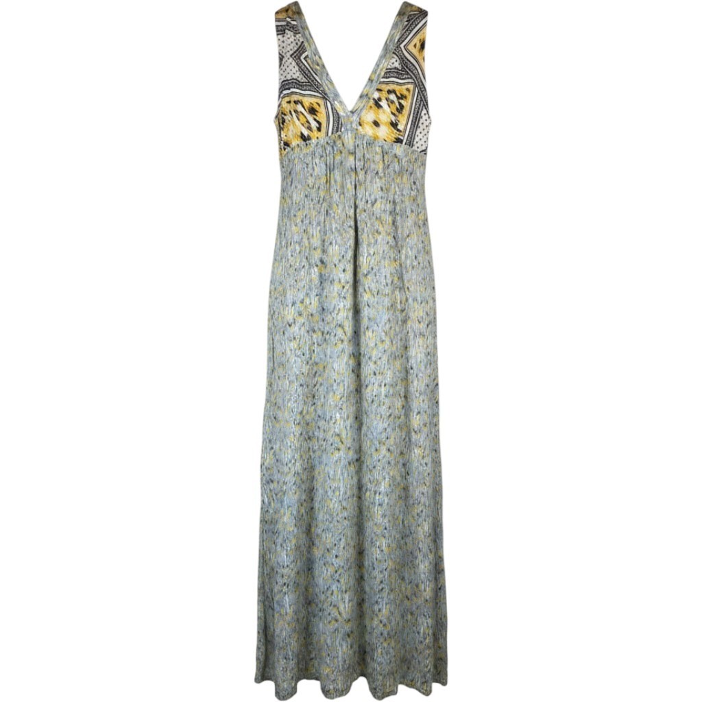 Zara Open Back Maxi Dress Ikat Boho Festival Vacation Side Slit Sleeveless M