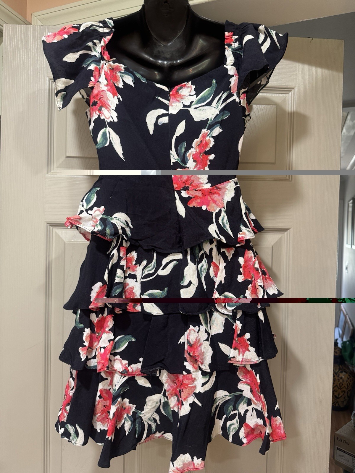 VICI Black Floral Ruffled Mini Dress Sz S Small