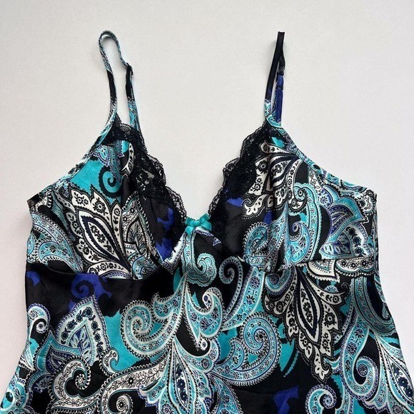 Apt 9. Y2K Blue and Black Paisley Patterned Slip Dress