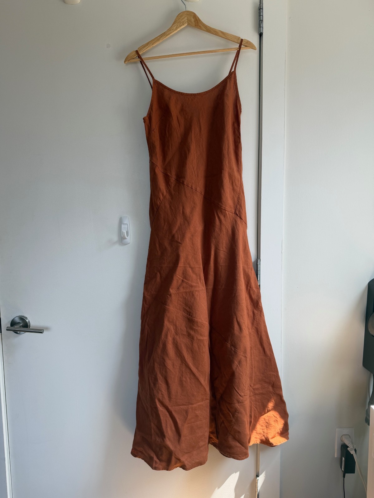 NWT $198 Michael Stars Cecily 100% Linen Dress S Toffee Bias Cut Maxi REVOLVE