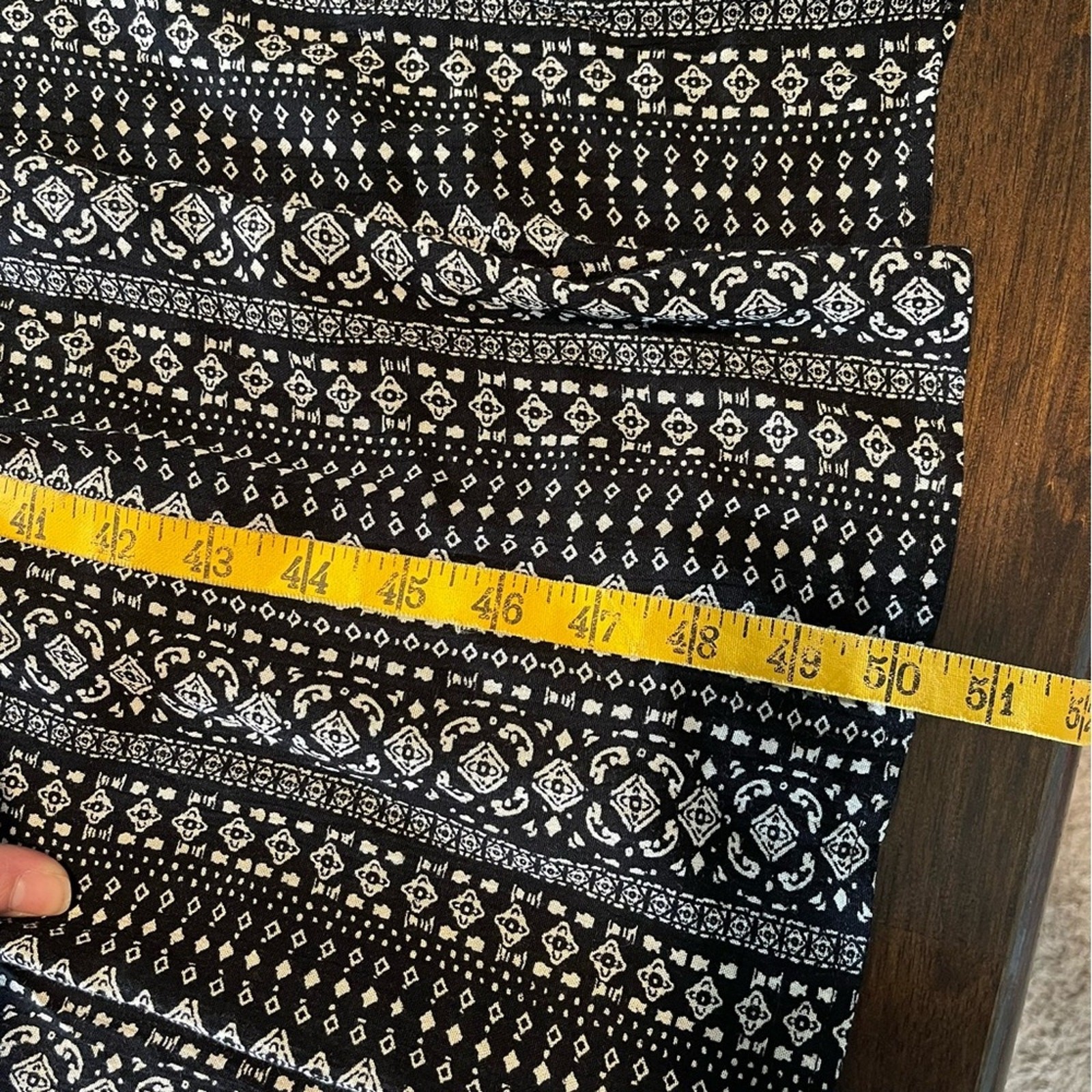 Promesa Black White Boho Patterned Maxi Dress Size M Backless Smocked Bishop