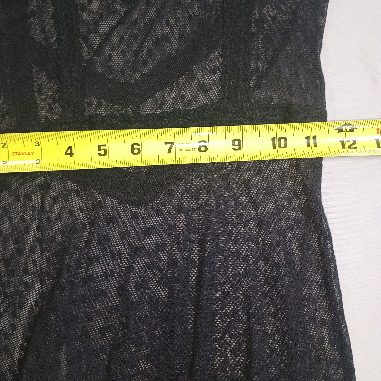 Black Fishnet Polkadot See Through Long Tiered Dress Size XS