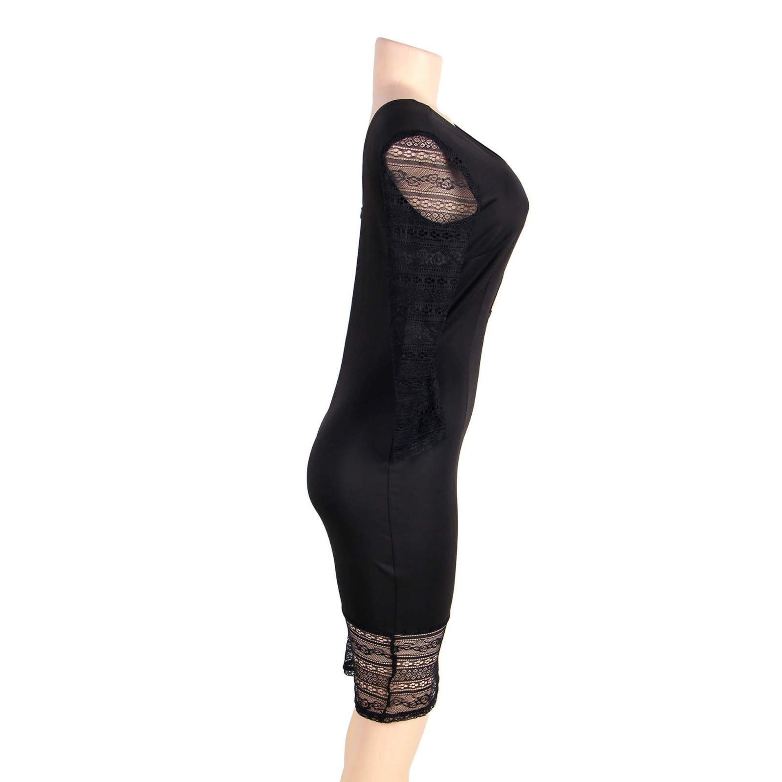SuzanjaS Elegant Dress in Black with Sheer Inserts Flower 38 – 42