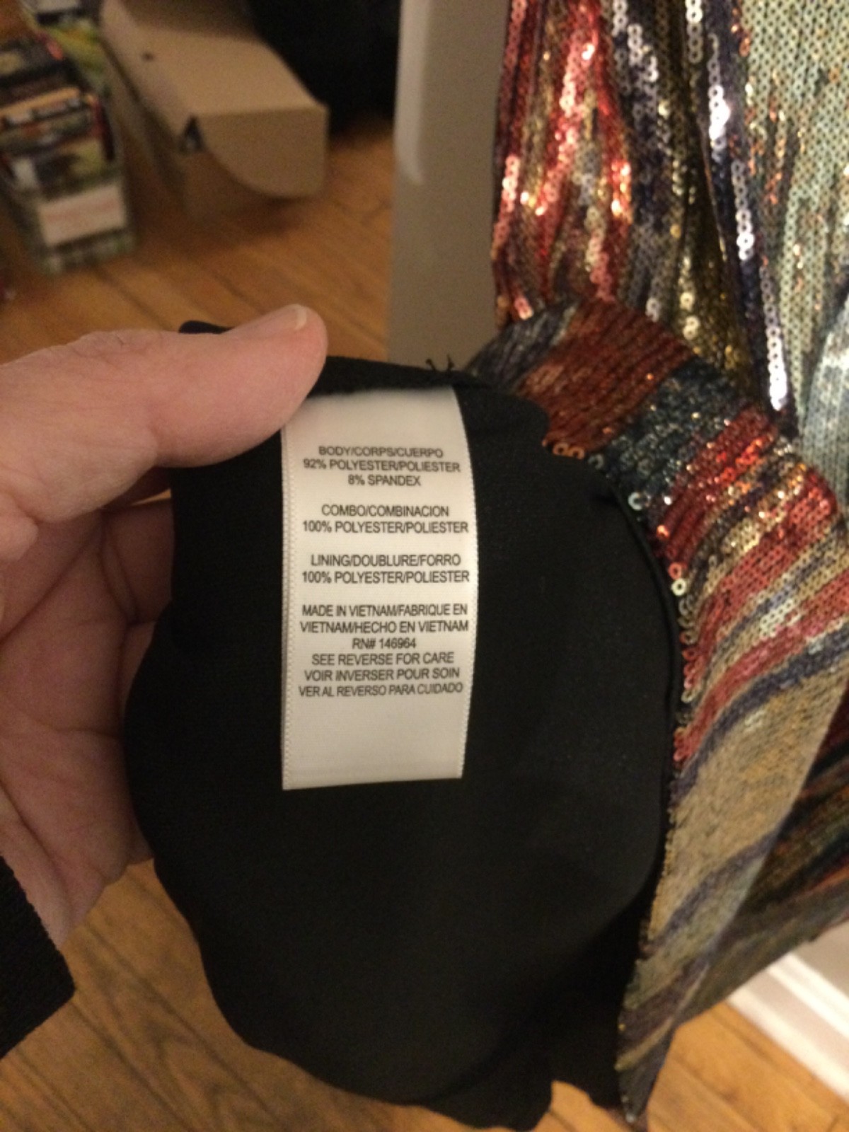 Julia Jordan Black/Gold/Red Sequin Sleeveless Dress with Black Sash, Size 4, NWT