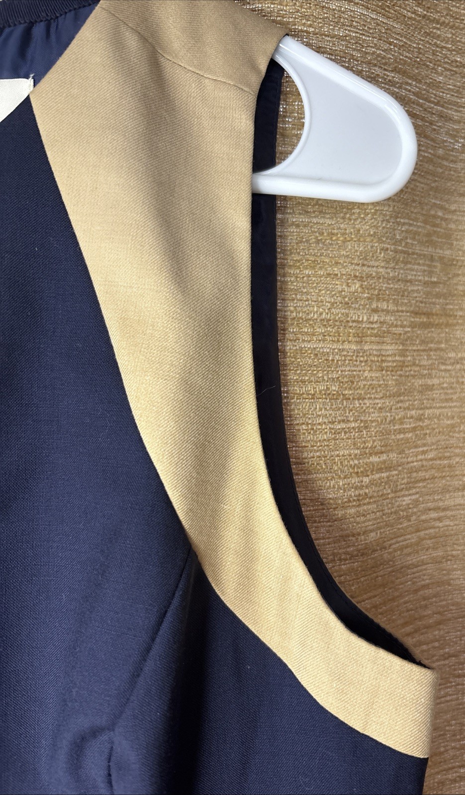 J. Crew Suiting Wool Womens Size 10P Blue And Tan Sheath cut Round Neck Zip