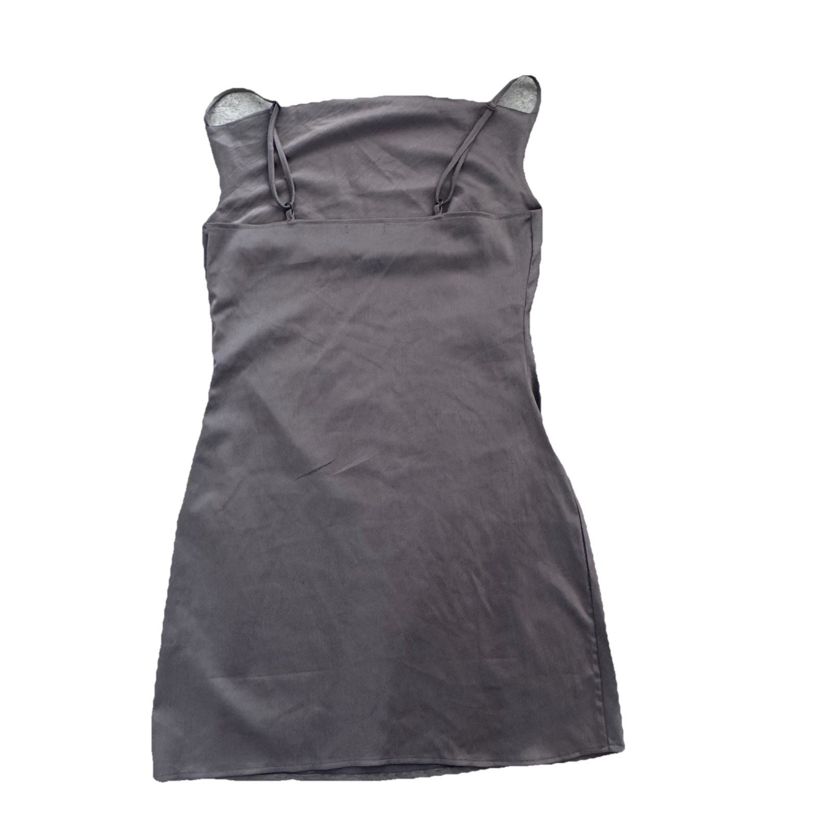 Nasty Gal Collection Womans Grey Satiny Drape Neck Mini Dress Sz 6