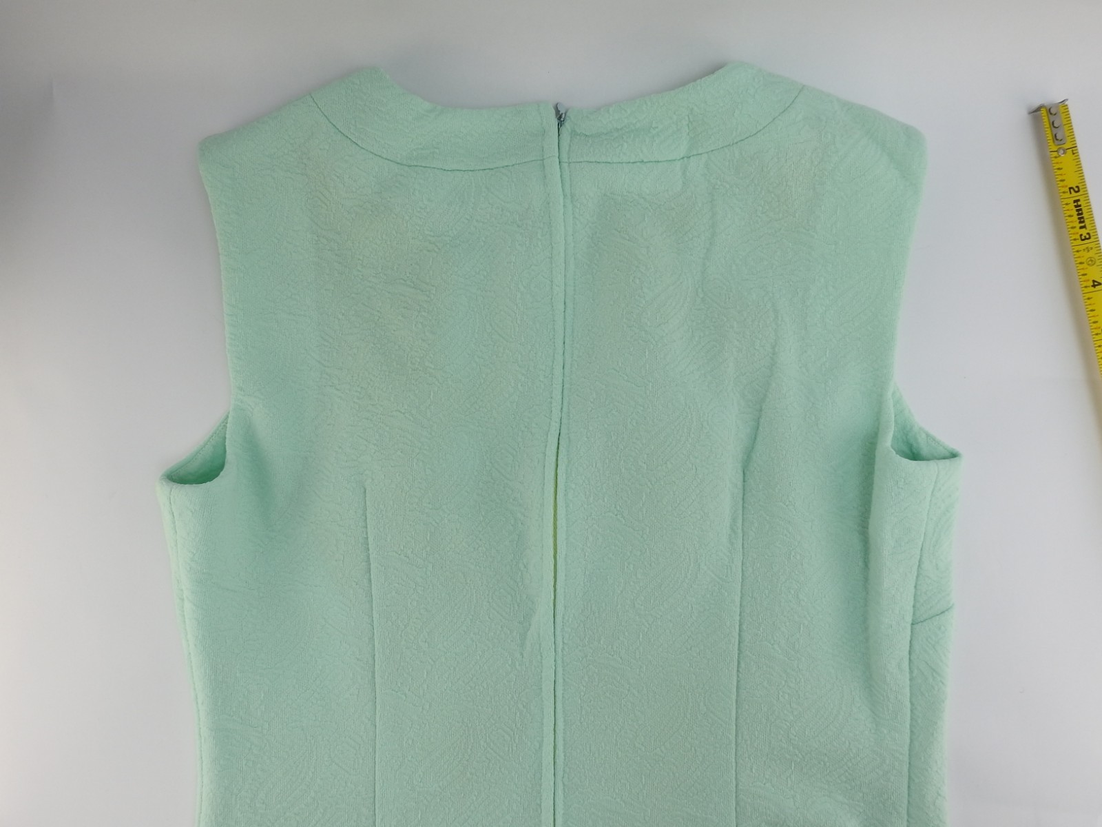 Vintage Mint Green Textured Handmade Look Shift Dress Sleeveless Mod MCM Sz M L