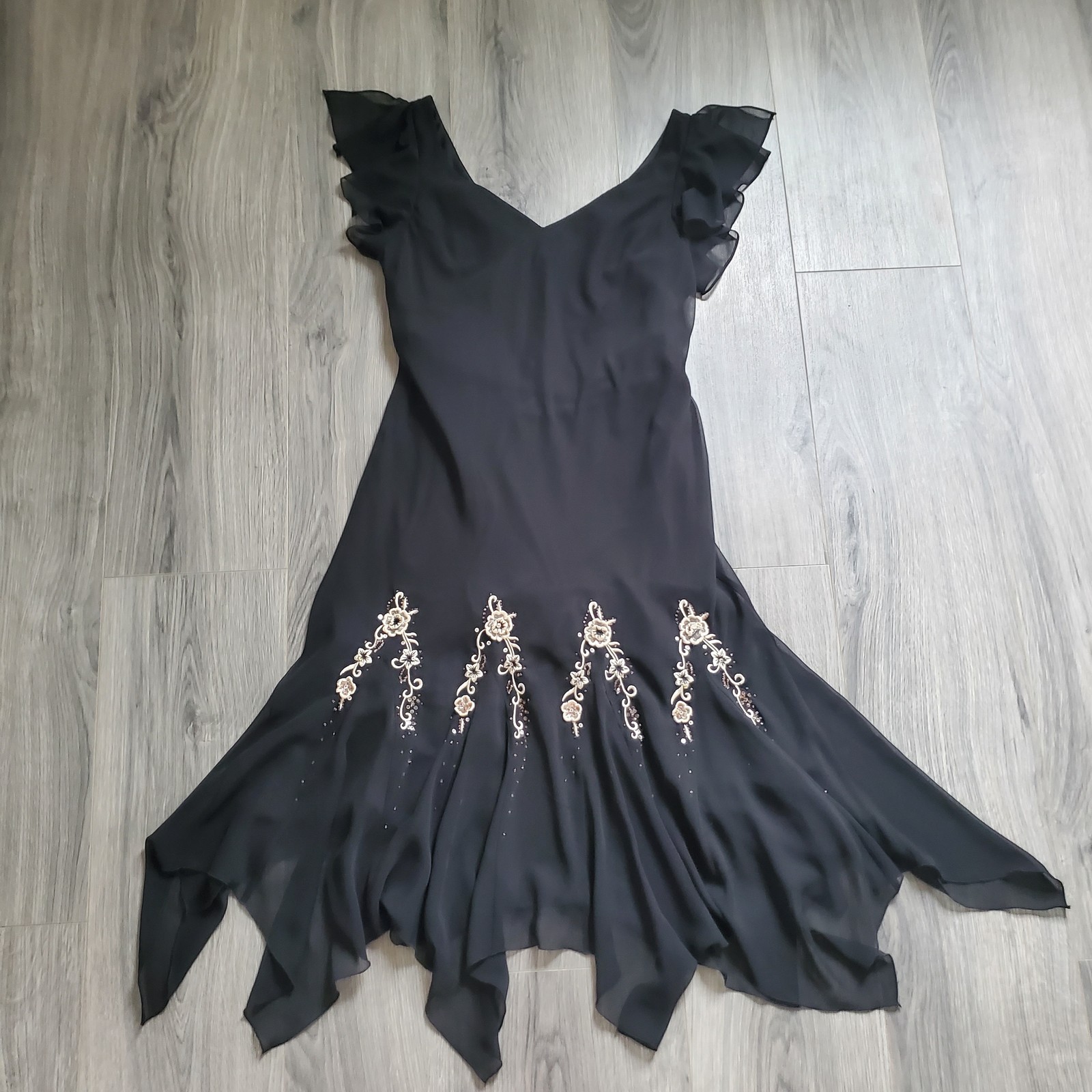 Whimsigoth Fairy Y2K Dress Womens 8 Handkerchief Hem Embroidered Beaded Witchy