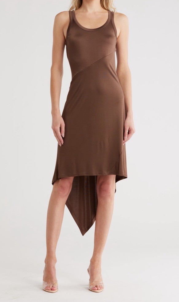 Helmut Lang Hi- Low Midi Dress Mushroom Size Large