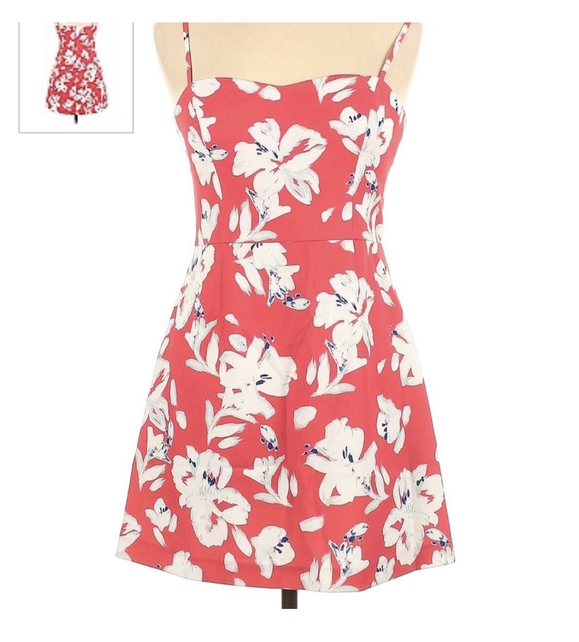 French Connection Red/White Floral Sweetheart Strappy Zip Mini Sundress- Size 2