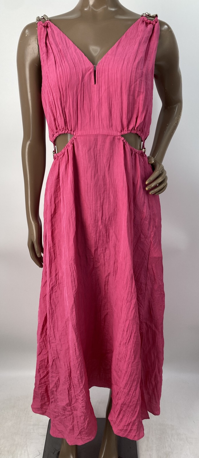Maje Womens Maxi Dress Pink Size S/36 Runeti V-Neck Sleeveless Polyester Blend
