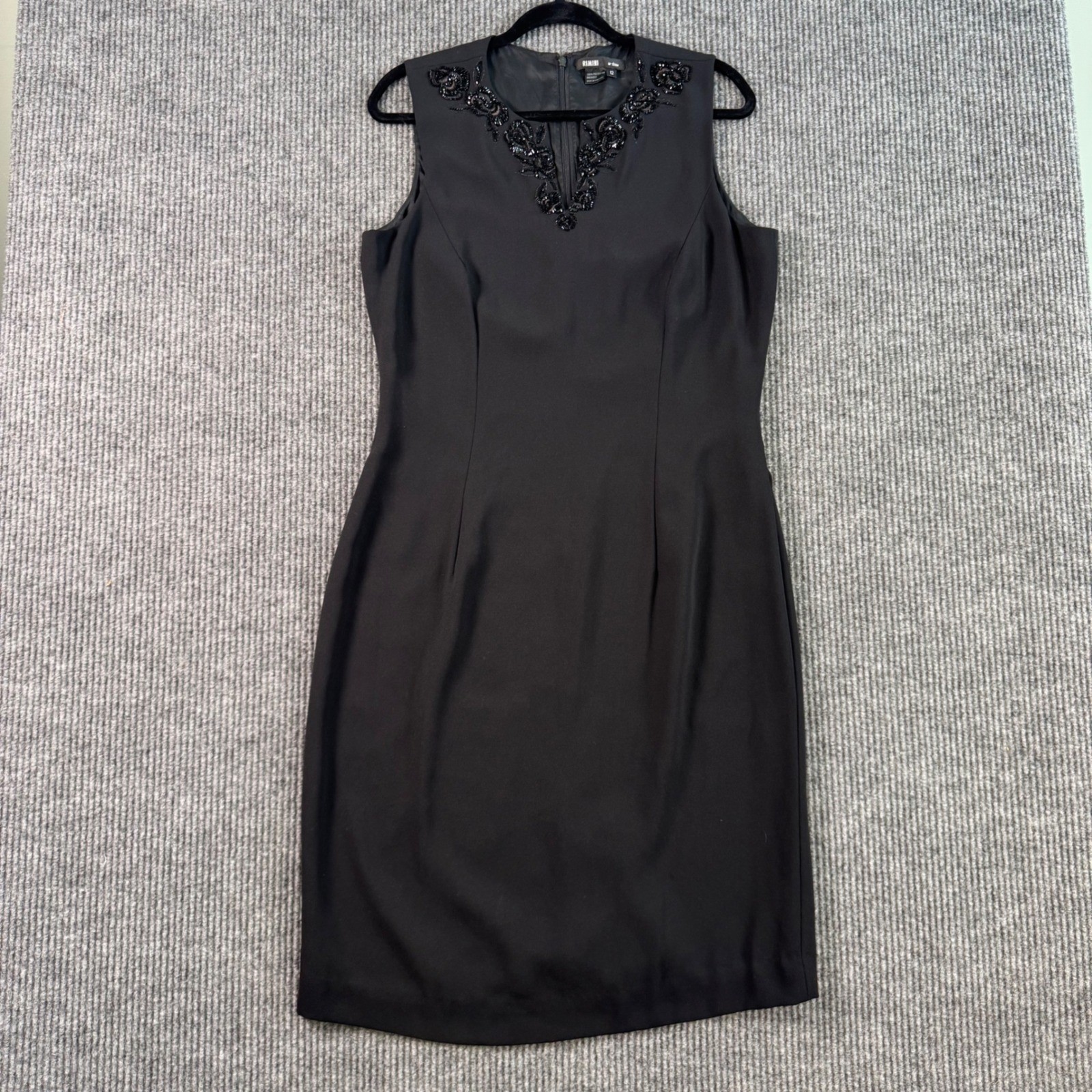 Rimini by S Shaw Womens 12 Black Beaded Sheath Dress Whimsygoth Elegant Formal