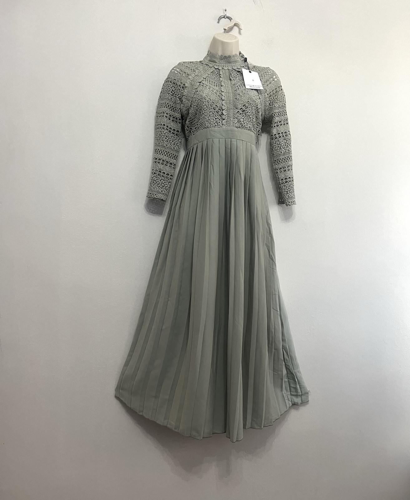 Little Mistress Green Crochet Lace Pleated Midaxi Maternity Dress UK 8 New