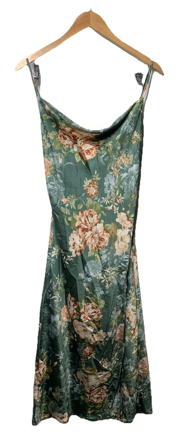 Petal and Pup Women’s Marea Satin Slip Dress 79206 Size 4 Green Floral print