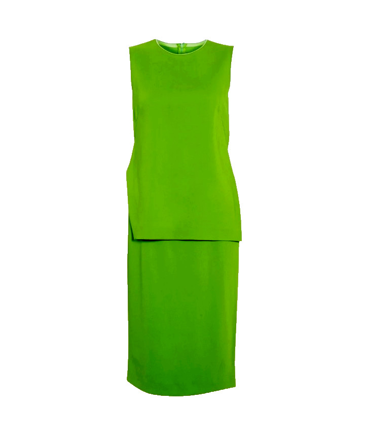 Sportmax Max Mara Layered Midi Dress US 4 Women Bright Green