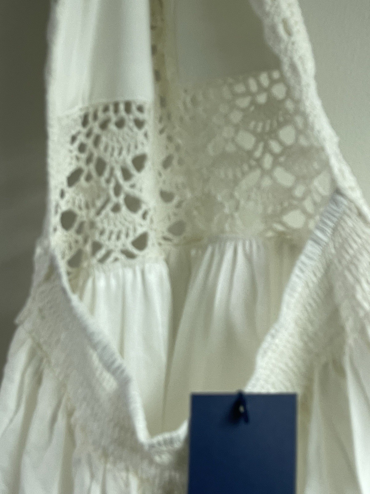 Lilbetter Beach Crochet Backless Bohemian Halter Maxi Dress White summer XS New