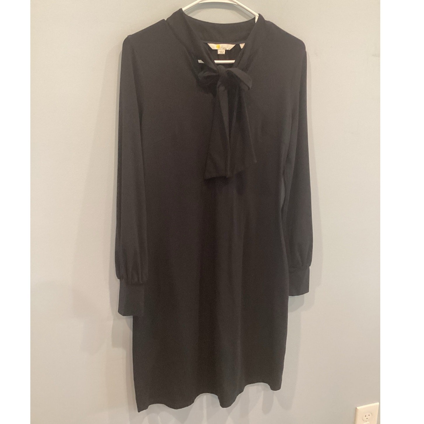 Boden Womens Dress Tie Neck Size 4L UK 8L Black Classic Preppy Office Mod Cotton