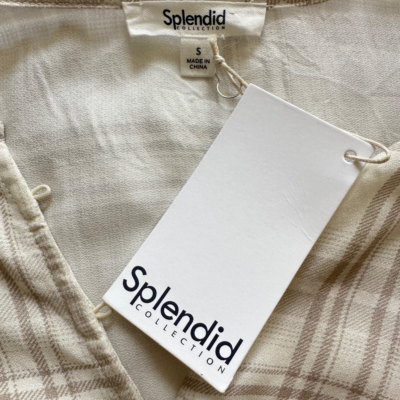 Splendid Plaid Sutton Button Front Drawstring Waist Dress Size Small NWT