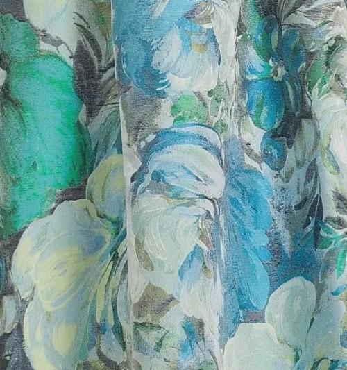 $595 Aidan Mattox Off Shoulder Floral Jacquard Pleated Gown Size: 6 -Blue Multi