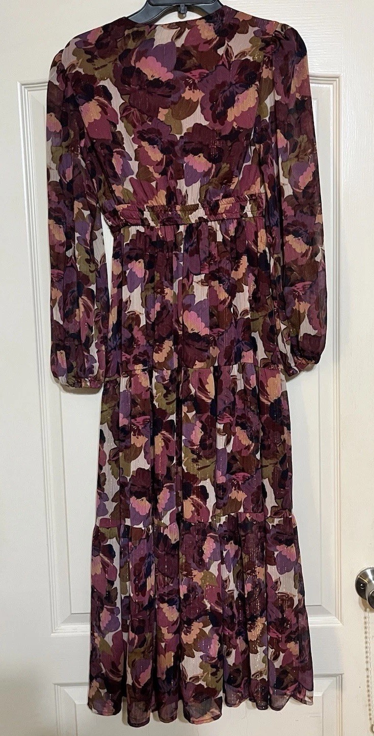 Sofia Jeans by Sofia Vergara Floral Midi Dress Women’s Small Long Sleeve Boho