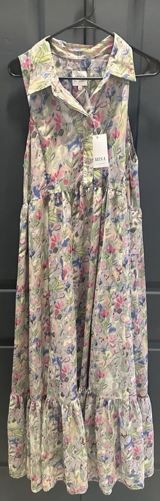 New Misa Los Angeles Hilma Sleeveless Floral Print Maxi Dress Size LARGE