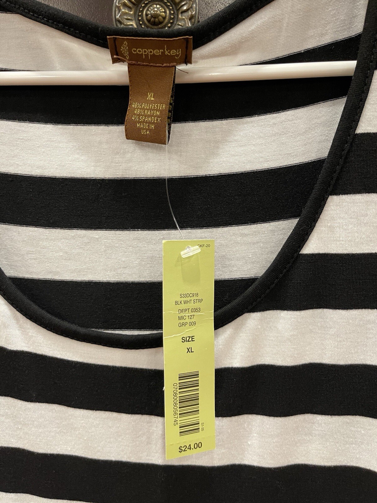 Womens Black & White Striped Maxi Dress Size XL Copper Key Sleeveless (A1)