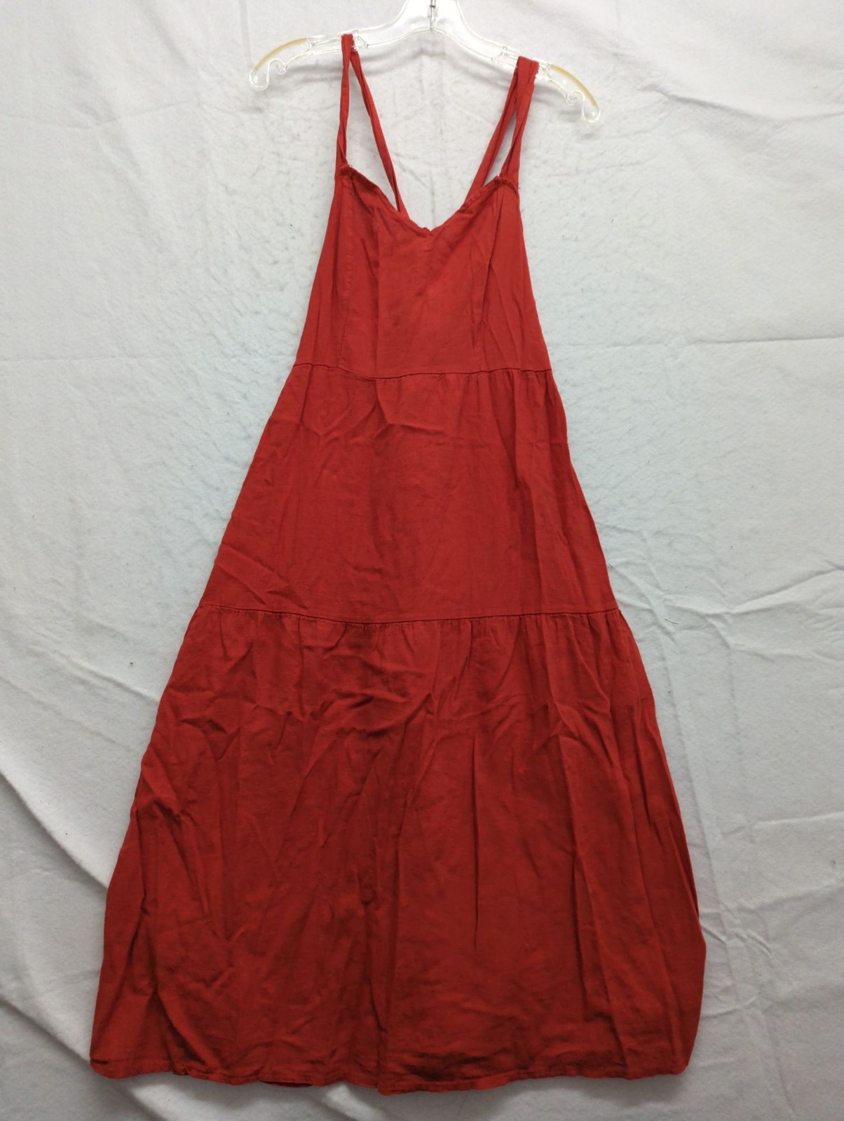Valentina Naldi Red Sleeveless Maxi Dress With Cross Back Straps Made In Italy S