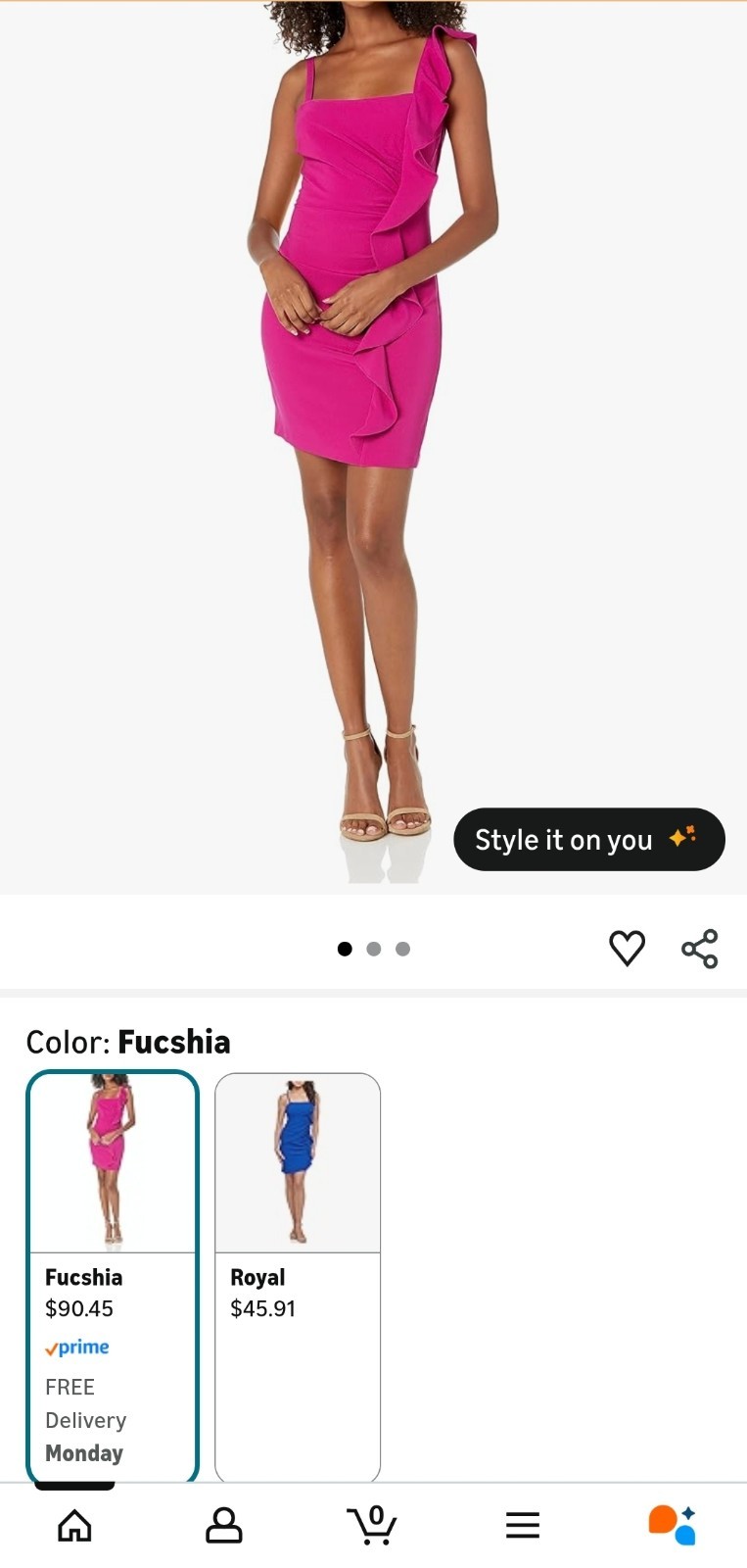 GUESS Women’s Fuchsia Ruffled One-Shoulder Sheath Bodycon Dress Prom Dress
