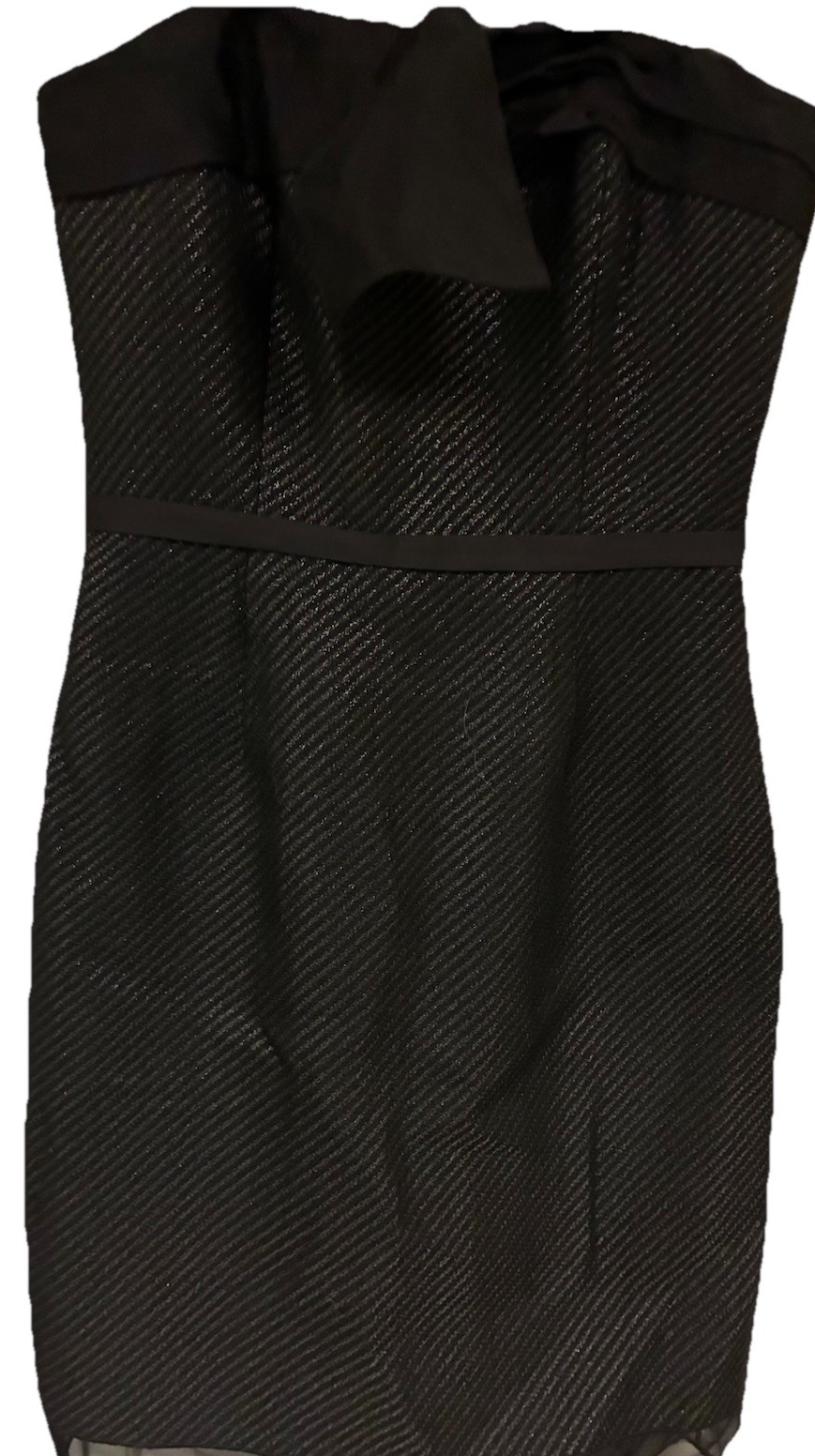Max & Cleo Wm Strapless Black Herringbone Sz 8 Lined / Stays CCV6K869
