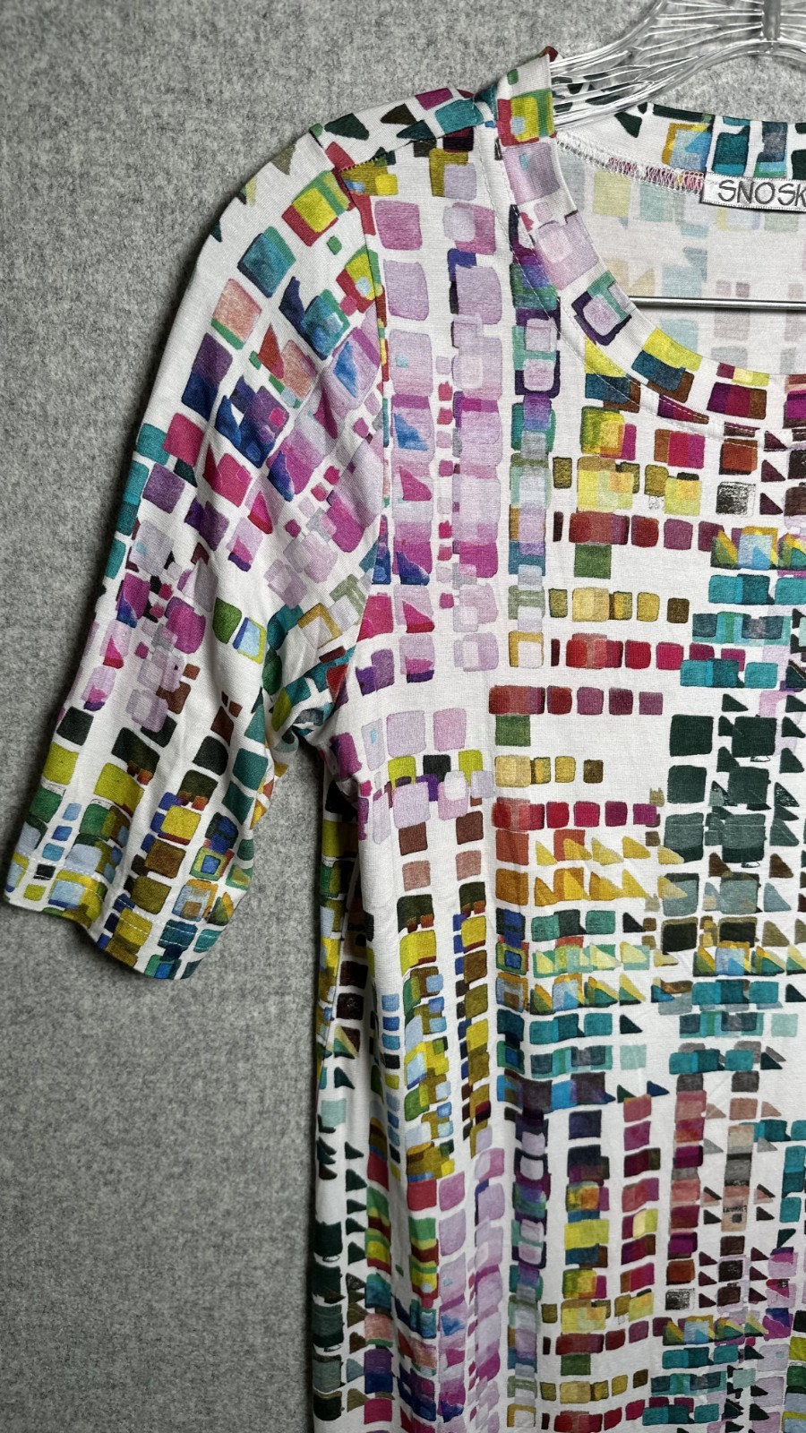 SNO SKINS Medium Printed Pullover Dress Elbow Sleeve Stretch Jersey Multicolor