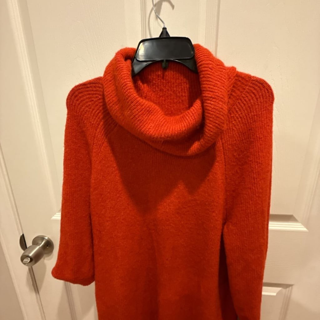 LOFT Plus Orange Cowl Neck Sweater Dress Size 14
