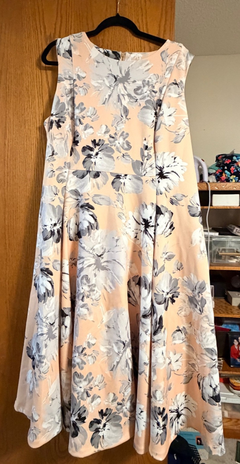 Calvin Klein peach floral dress 18w