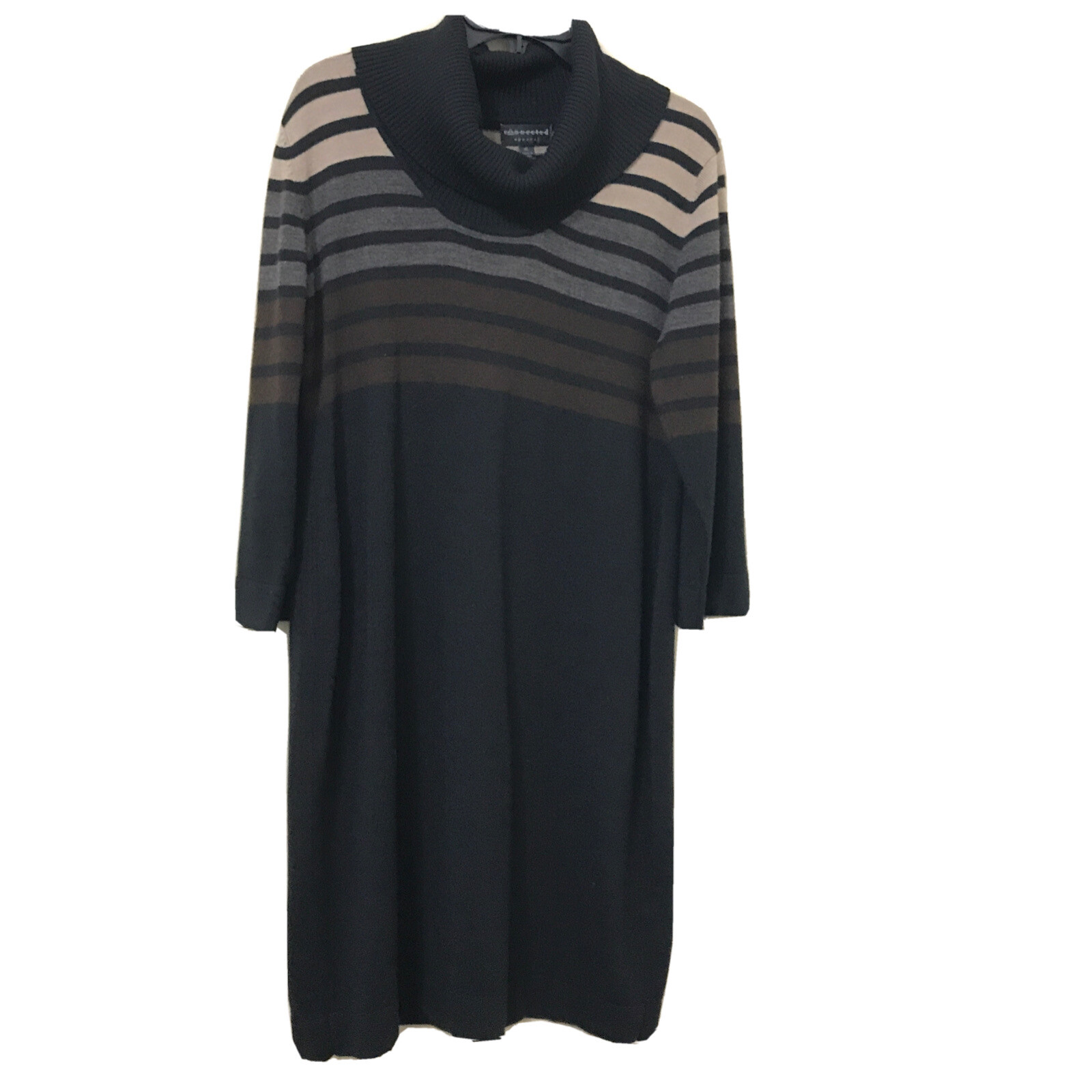 Connected Apparel Black/Multicolor Knit Dress Size XL 3/4 sleeve collared