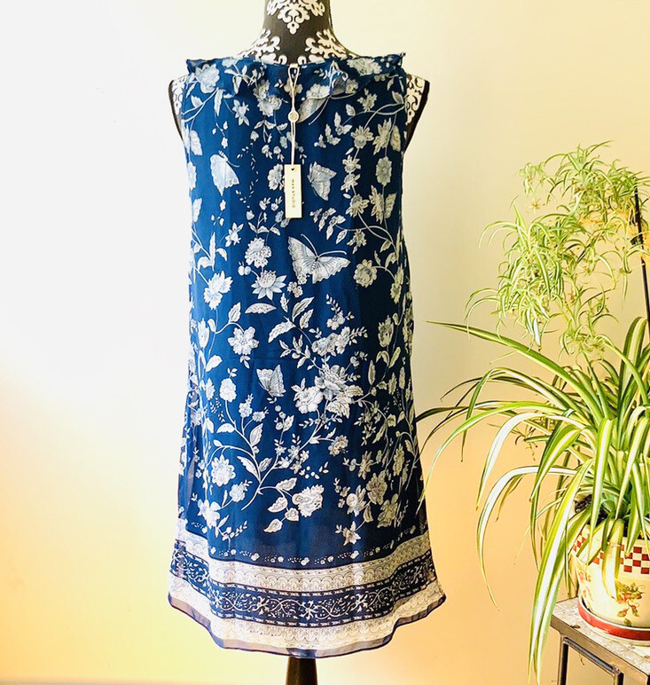 Max Studio blue/ light blue floral cheeky dress, sizeS, Org$128