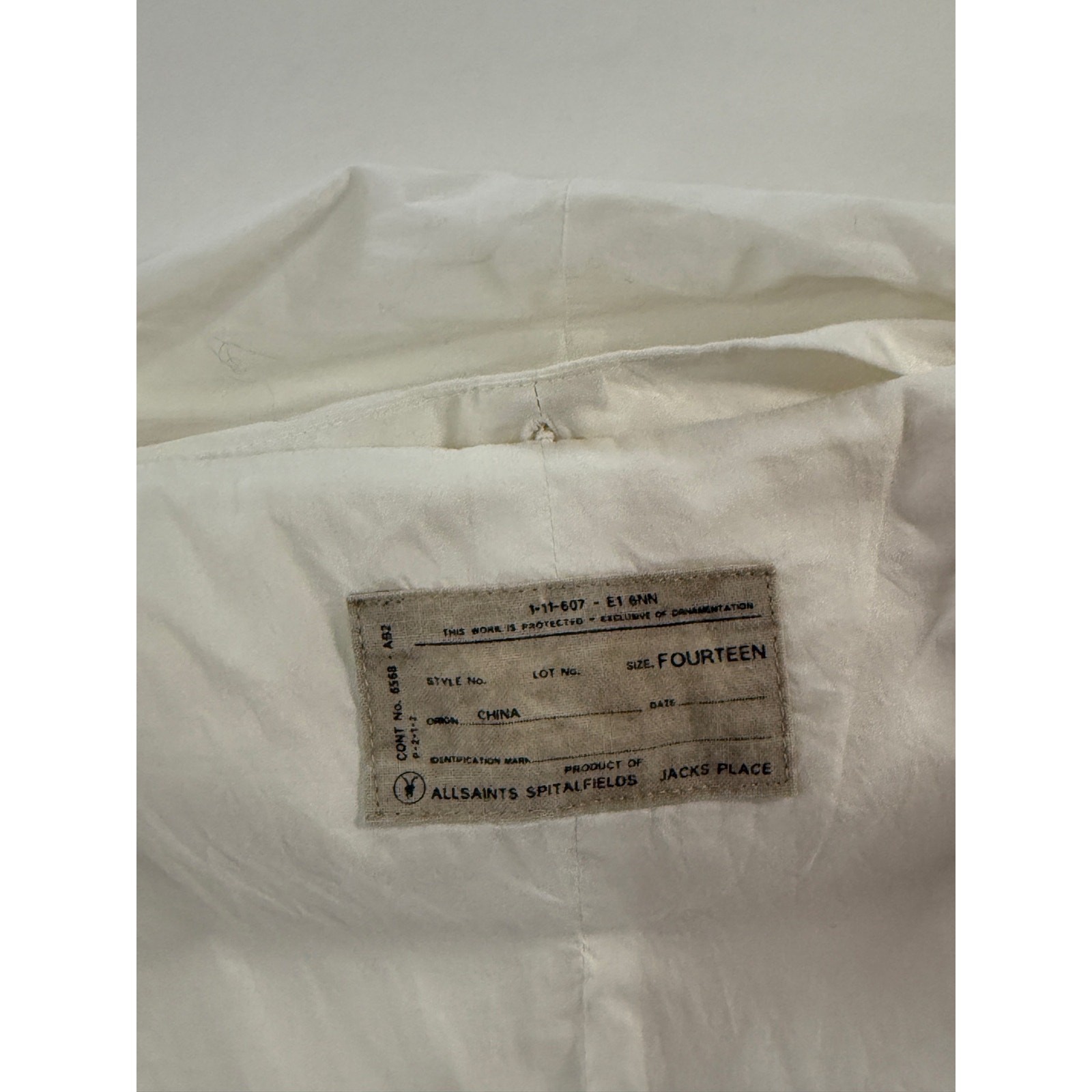 AllSaints Aditya True Wrap Bubble White Mini Dress UK14 US10 100% Cotton