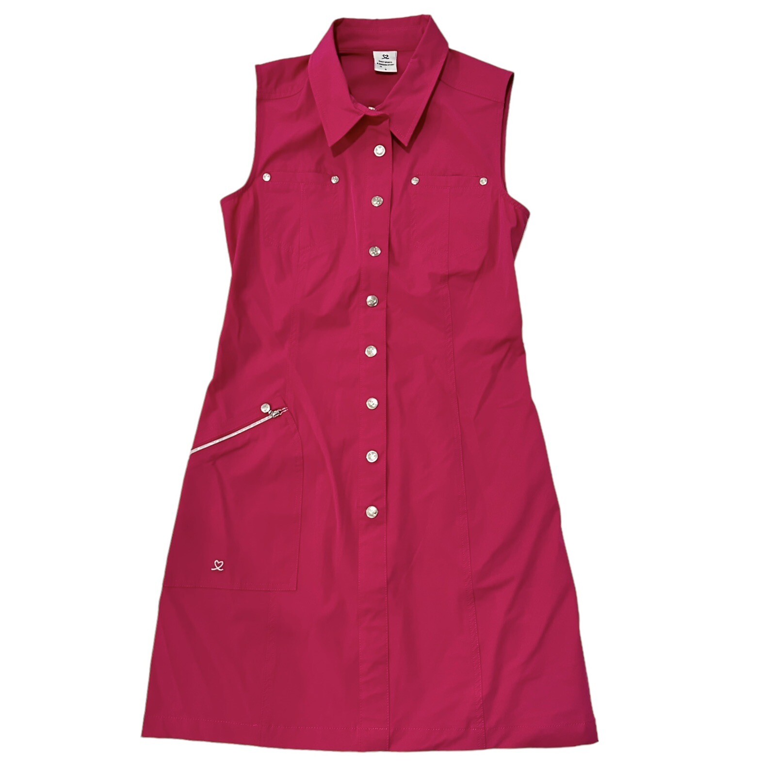 Dress Daily Sports Sweden Athleisure Golf Scarlett Pink Silver Snap Zip Pocket S