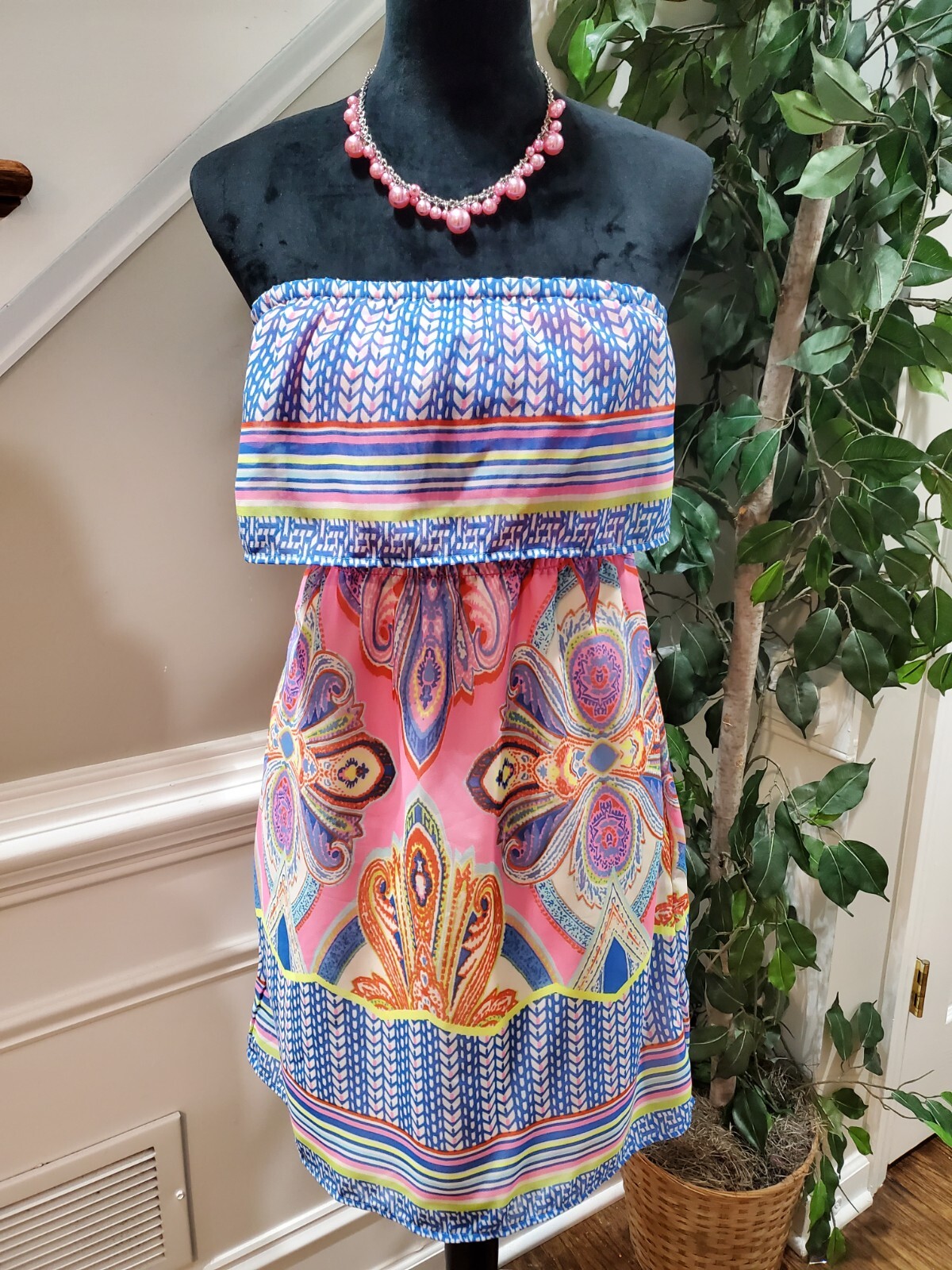Red Camel Women’s Multicolor Polyester Off The Shoulder Knee Length Dress Size M