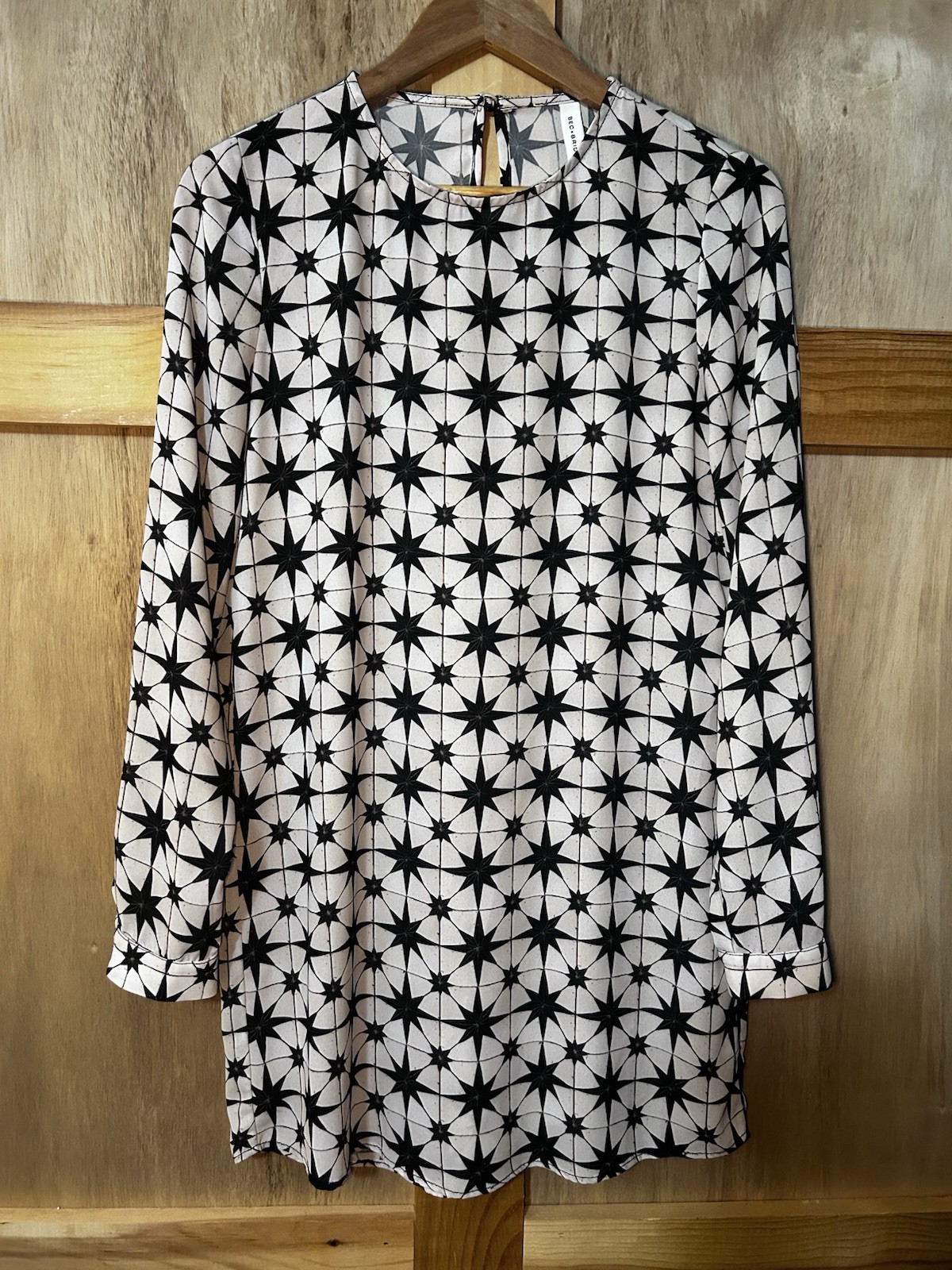 BEC + BRIDGE Australia Geometric Star Print Shift Dress/Coverup Long Sleeve US 4