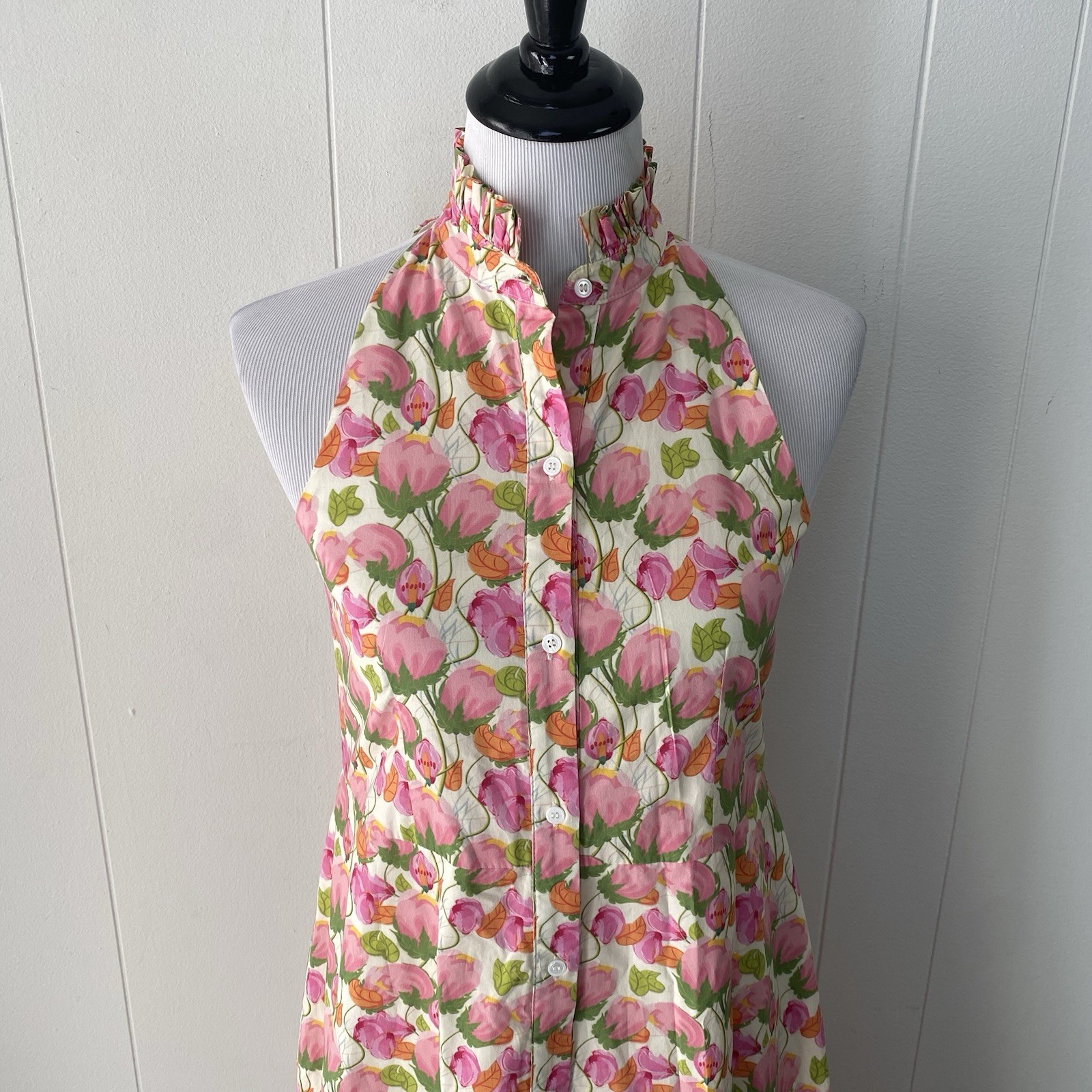 Hyacinth House Tukernuck Pink Tulip Floral Tess Maxi Dress Size XXS High Neck
