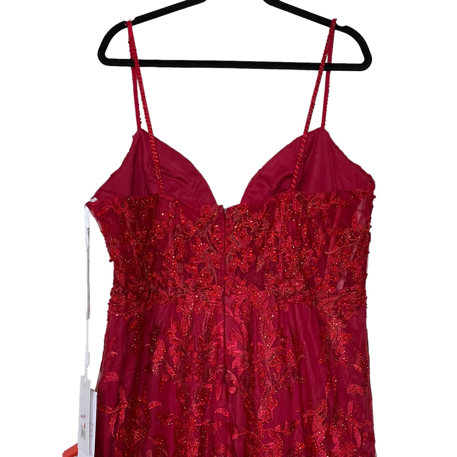 Mac Duggal Gown Dress Womens Size 18 Mermaid Red Lace Sequin Beaded 20330 $798