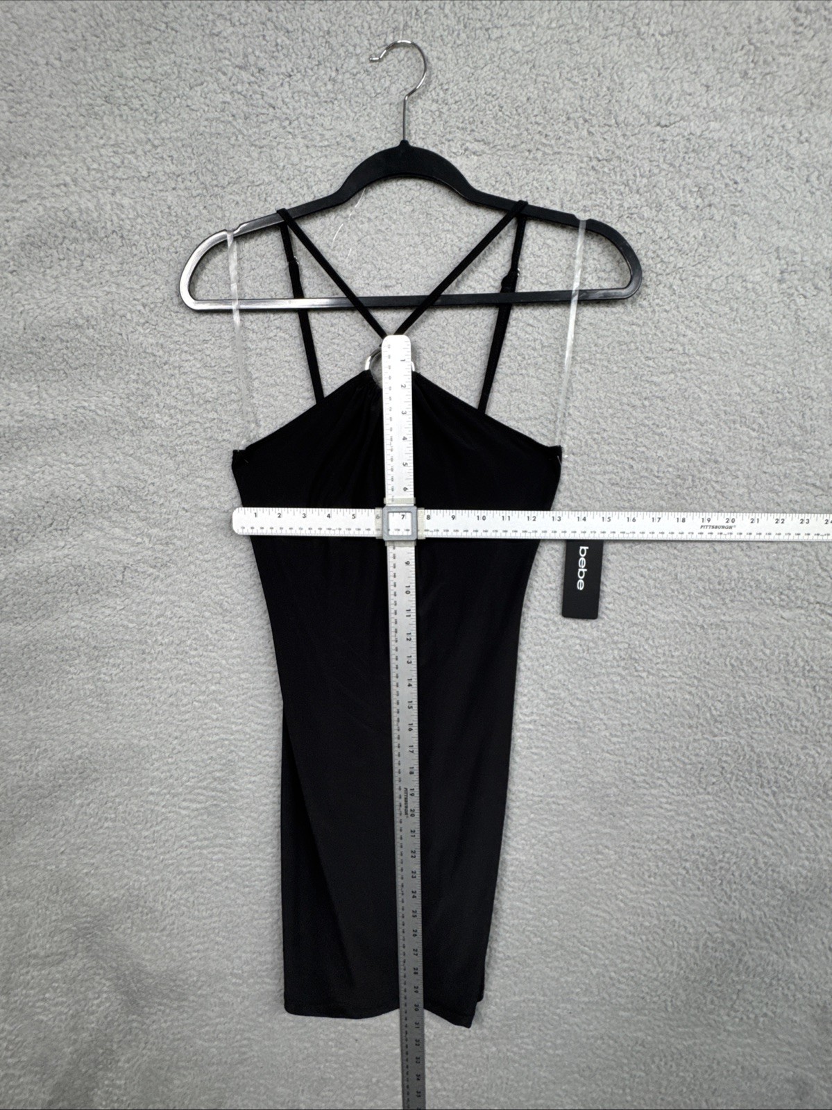 Bebe Halter Neck O-Ring Black Minidress Style# 703163 Women’s XSmall NWT