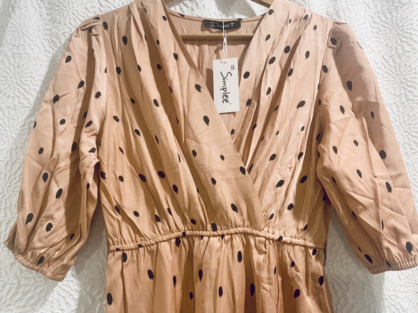 Simplee Polka Dot Split Long Dress Size S / Length 49 Inches