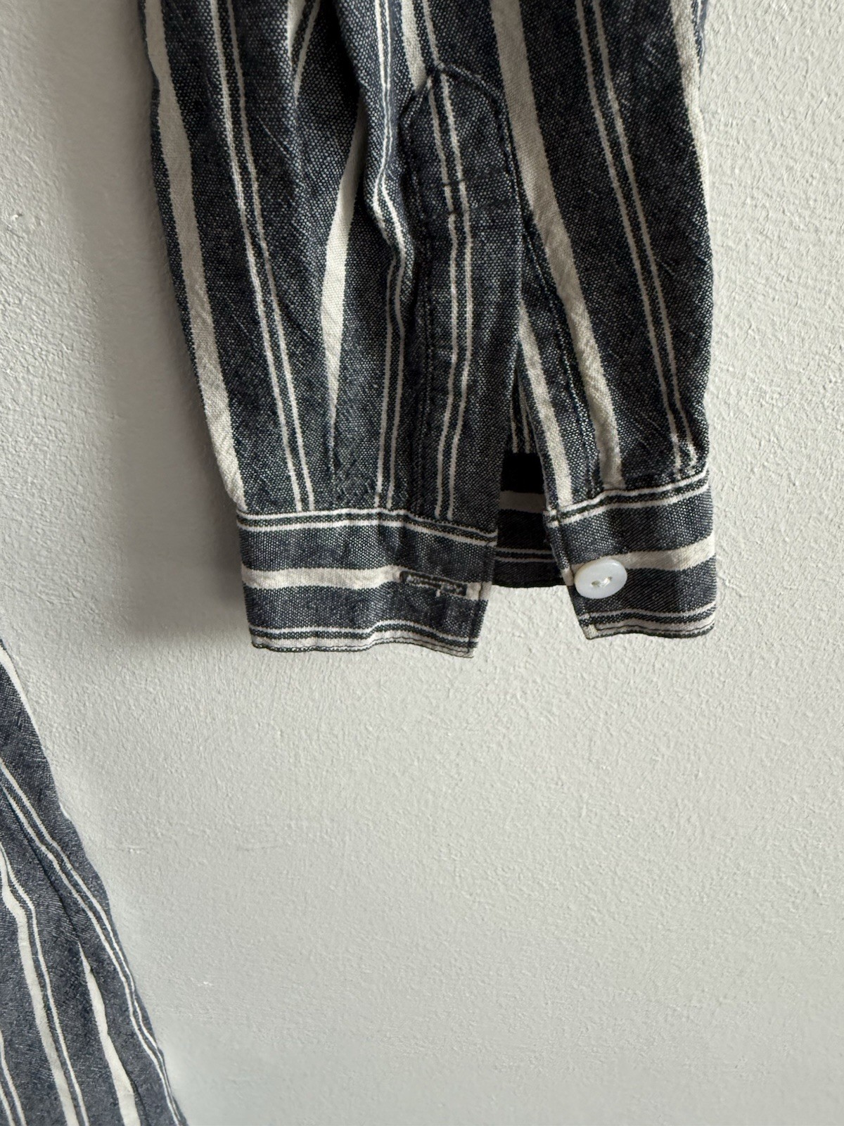 Beams Heart Dress Small Blue Brown White Striped Japan