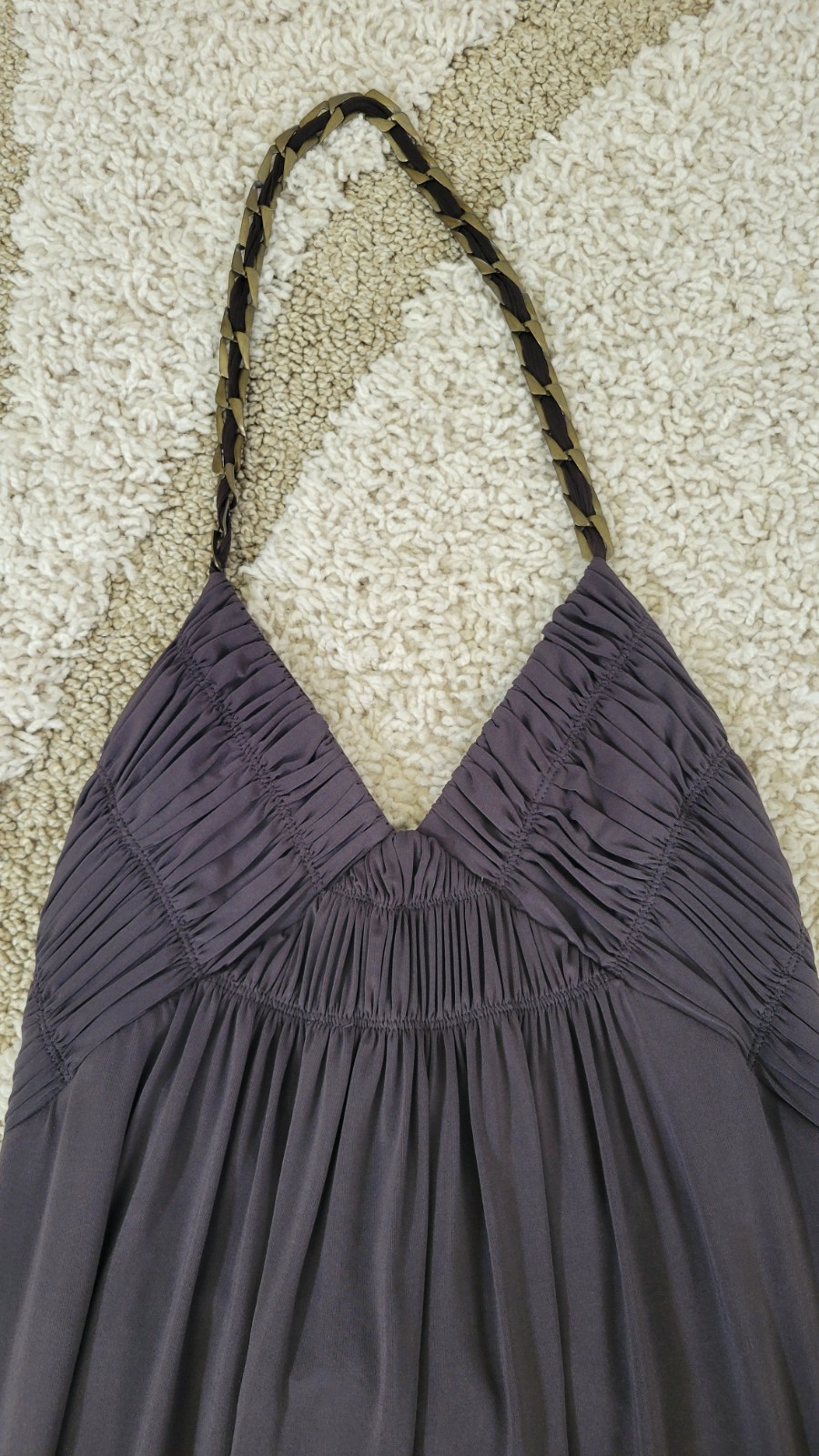 BCBGMAXAZRIA Floor length dark grey/brown evening dress, size small, EUC