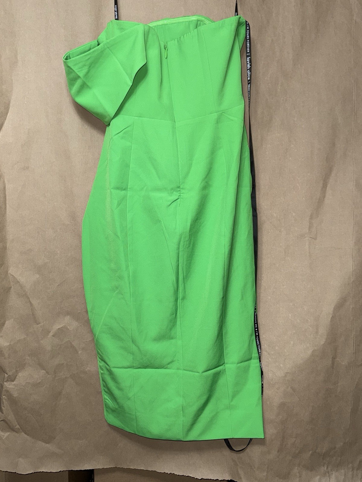 Lavish Alice Off Shoulder Drape Wrap Midi Dress Green US 6