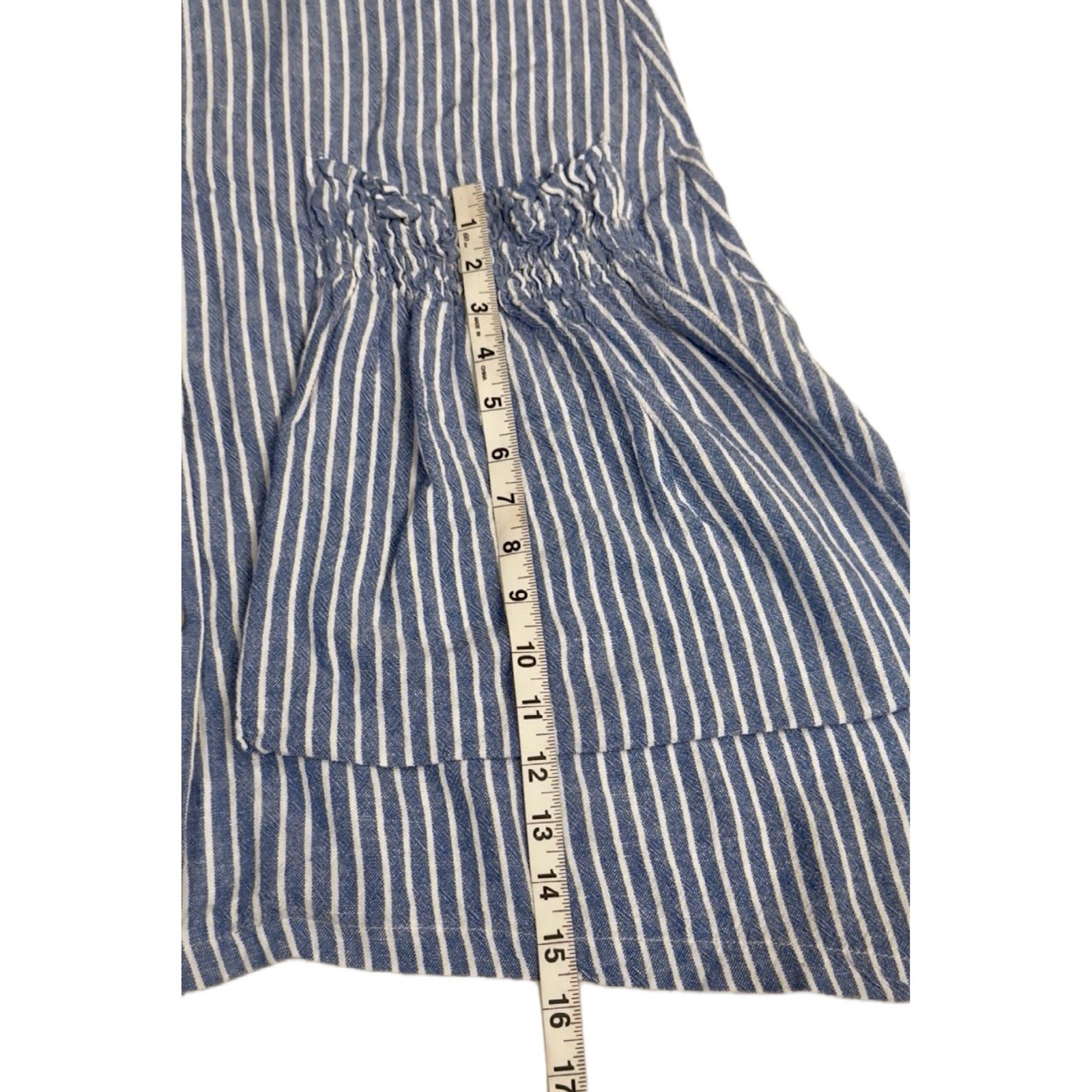 Forcynthia Sleeveless Flowy Linen Blue & White Stripe Button-Front Dress Size XS