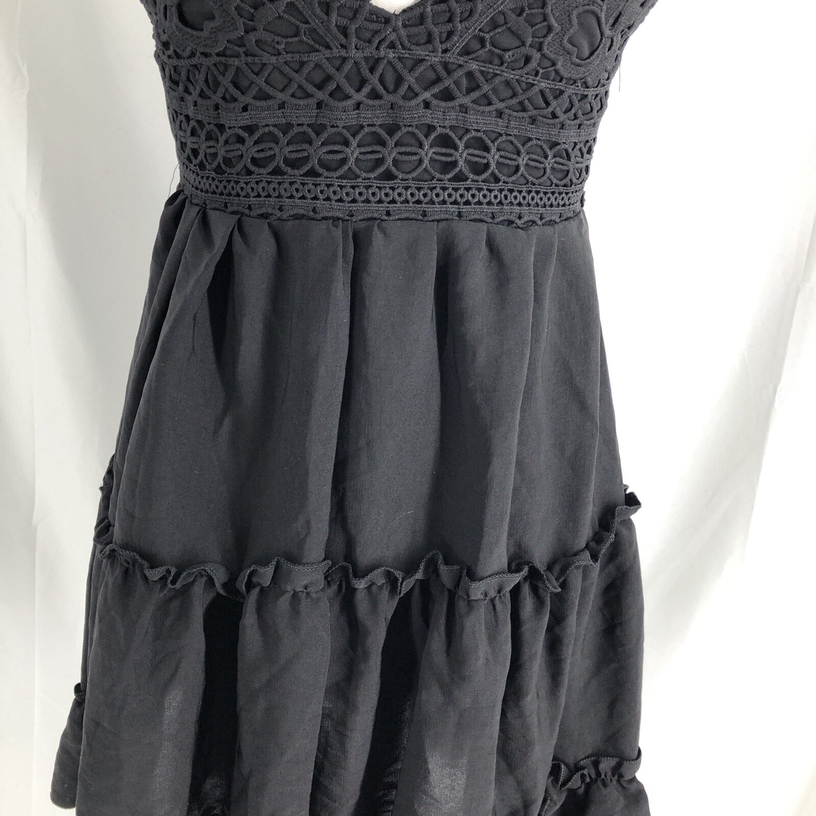 Juniors Medium Dress Black Sleeveless Tie Back Sweetheart Knee Length