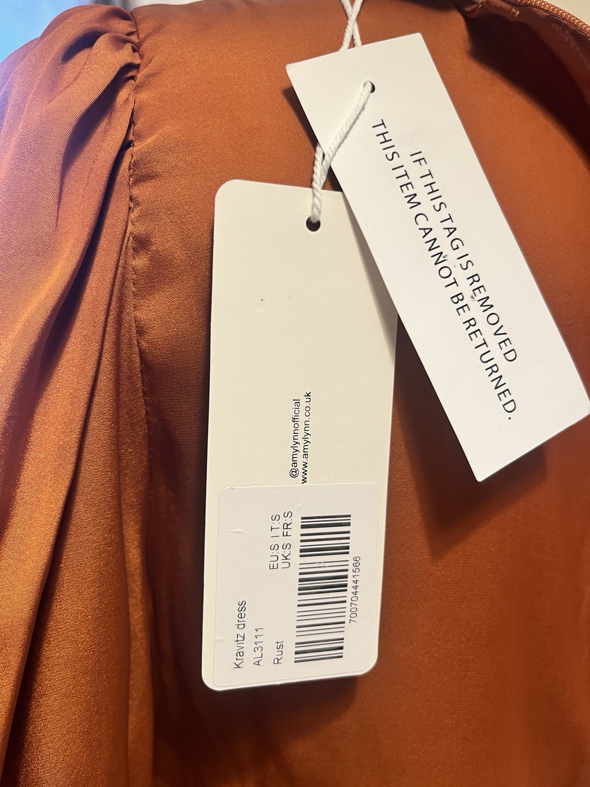 AmyLynn Kravitz Puff Sleeve Wrap Dress Burnt Orange RRP£85 Size S